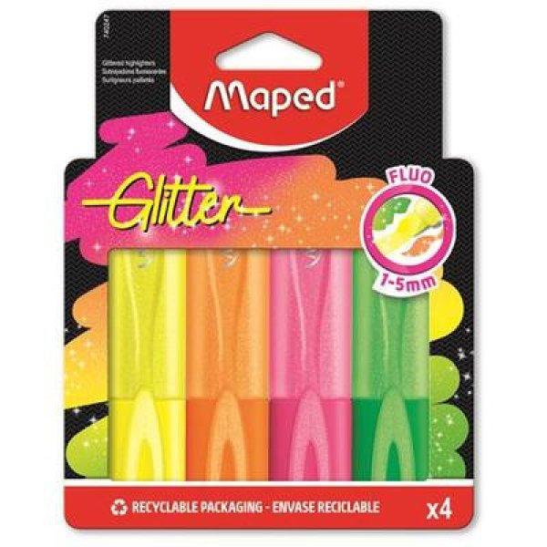 Szövegkiemelő készlet, 1-5 mm, MAPED "Glitter Fluo Peps", vegyes
fluoreszkáló színek