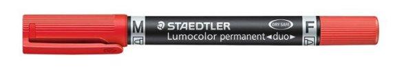 Alkoholos marker, 0,6/1,5 mm, kúpos, kétvégű, STAEDTLER "Lumocolor®
duo 348", piros