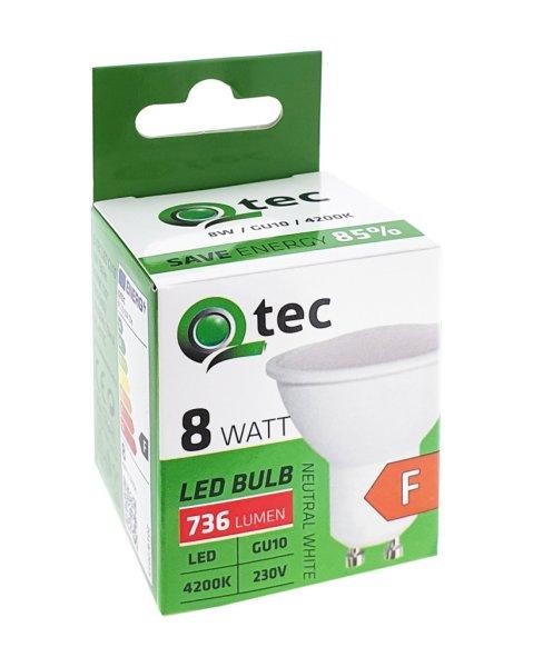 Qtec LED GU-10 8W 4200K (semleges fehér) 736 lm P598