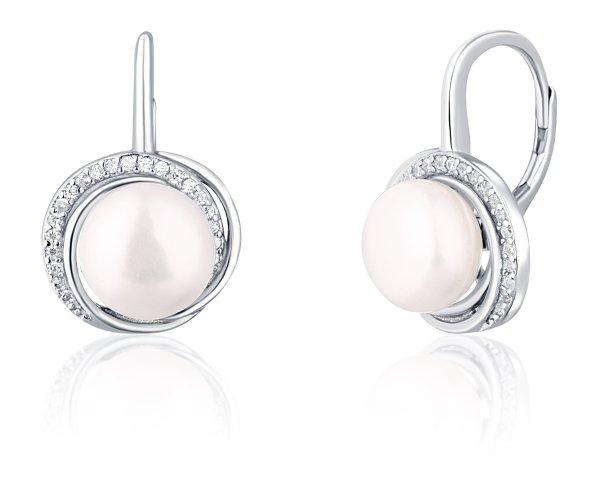 JwL Luxury Pearls Luxus ezüst fülbevaló gyöngyökkel
és cirkónium kővel JL0738