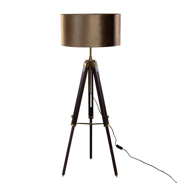 Réz Tripod állólámpa bronz bársony lámpabúrával 50 cm - Cortin