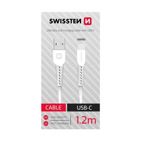 Adatkábel USB / USB-C (fehér, 1,2 m) | Swissten