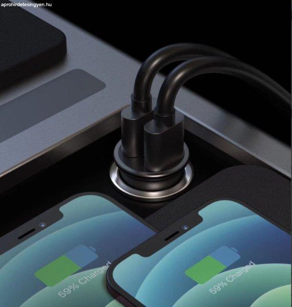 USB adapter 2x (fém, fekete) | Swissten
