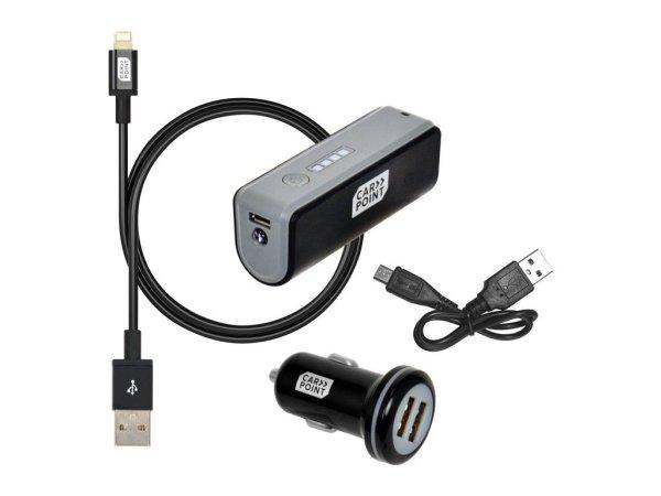CARPOINT TELEFONTÖLTŐ SZETT 4 DB-OS POWER BANKKAL MICRO USB/LIGH.