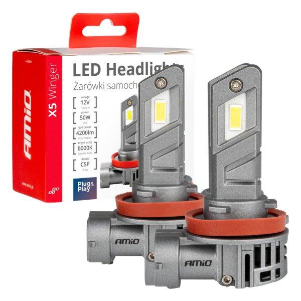 Amio LED-es fényszórók X5-sorozat WINGER H8 H9 H11 6000K max 50W