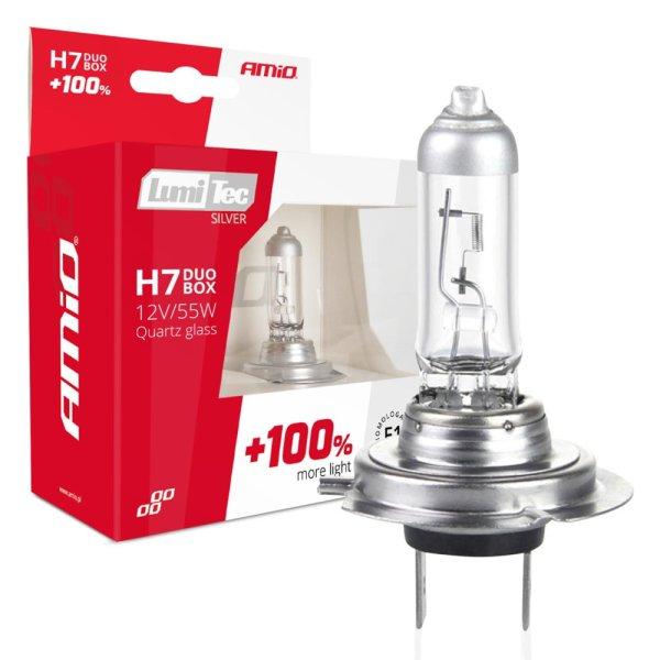 Amio Halogén Izzó H7 12V 55W LumiTec SILVER +100% DUO