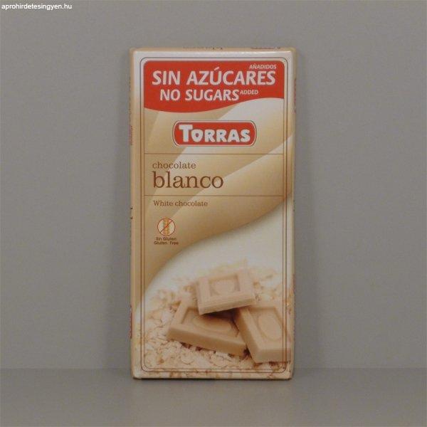 Torras gluténmentes fehércsokoládé cukor nélkül 75 g