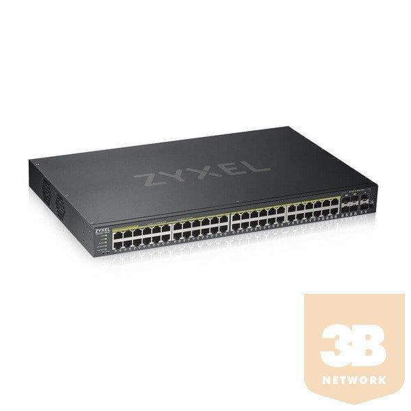 ZYXEL Switch 44x1000Mbps (44xPOE) + 4xGigabit kombó SFP+ 2xGigabit SFP,
Fémházas Menedzselhető (48GbE POE port), GS1920-