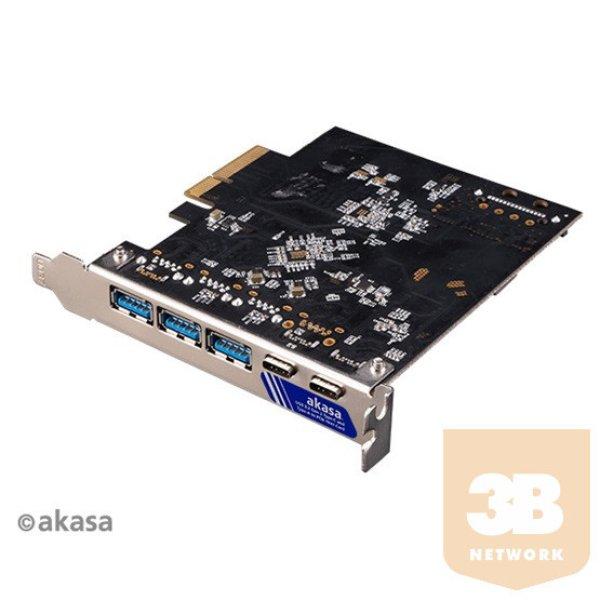 ADA Akasa - PCI Express Low Profile kártya - USB 3.2 Gen 2 Type-C / Type-A -
AK-PCCU3-09