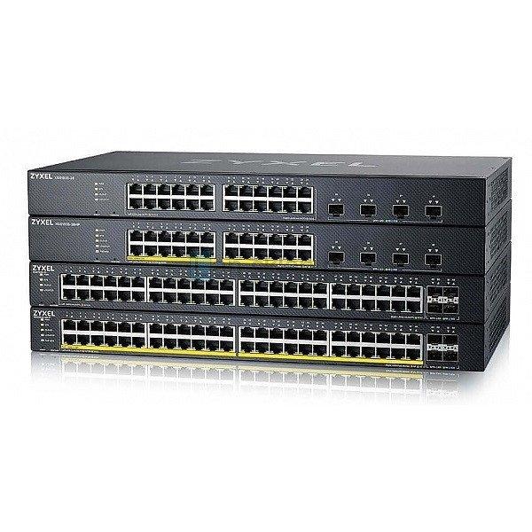 ZYXEL Switch 48x1000Mbps(48xPOE+) + 4x10G SFP+, Fémházas Menedzselhető,
Rackes, XGS1935-52HP-EU0101F