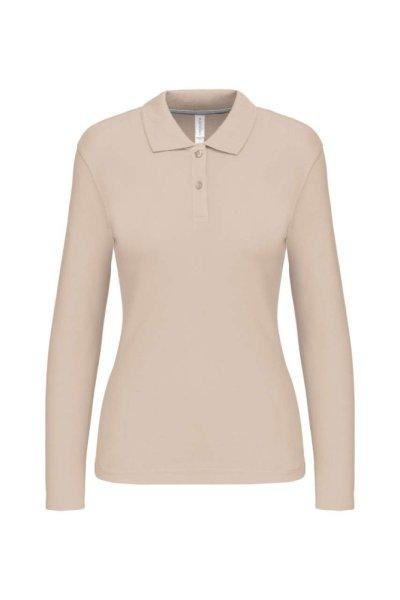 Női hosszú ujjú galléros piké póló, Kariban KA244, Light Sand-XL