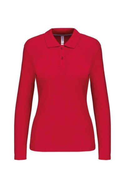 Női hosszú ujjú galléros piké póló, Kariban KA244, Red-XL