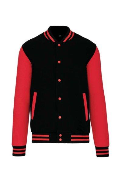 Uniszex vastag patentos pulóver, Kariban KA497, Black/Red-XL