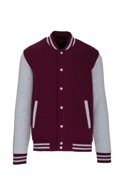 Uniszex vastag patentos pulóver, Kariban KA497, Wine/Oxford Grey-XL