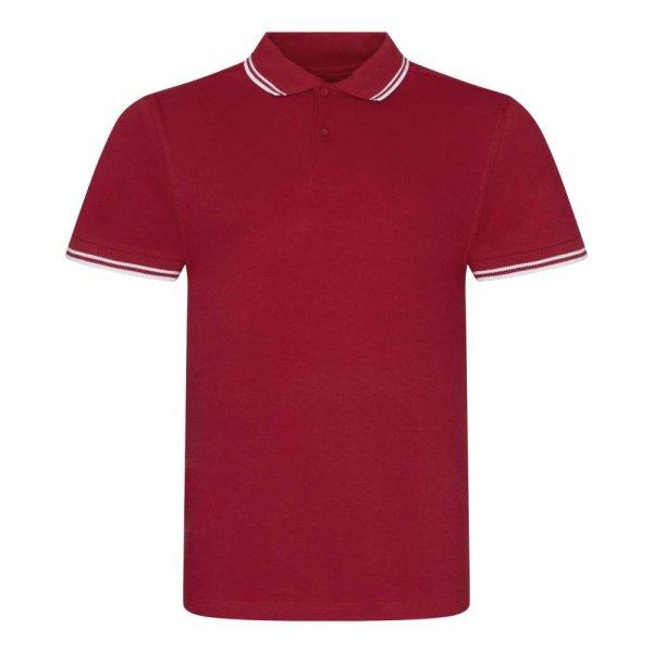 JP003 rövid ujjú sztreccs galléros férfi póló Just Polos, Red/White-L