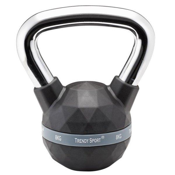 Kettlebell, füles súlyzó, fekete-króm, 8 kg, Trendy Premium 