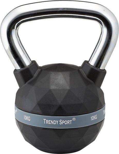 Kettlebell, füles súlyzó, fekete-króm, 10 kg, Trendy Premium