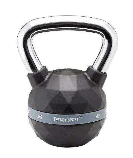 Kettlebell, füles súlyzó, fekete-króm, 12 kg, Trendy Premium