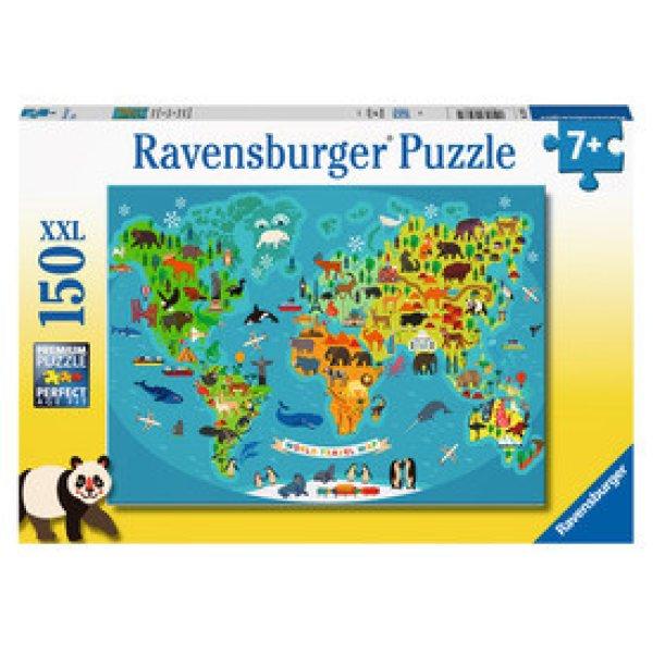 Ravensburger Puzzle 150 db - Állatos világtérkép