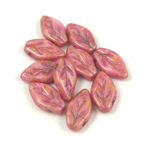 Cherry Leaf gyöngy - végén fúrt cseh préselt gyöngy - Alabaster Brown Pink
Luster - 6x10mm