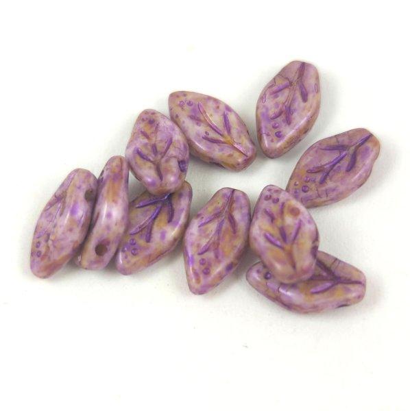 Cherry Leaf gyöngy - végén fúrt cseh préselt gyöngy - Alabaster Brown
Purple Luster - 6x10mm