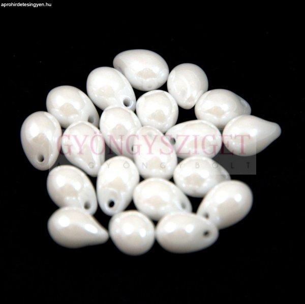 Cseh préselt csepp gyöngy - White Luster - 5x7 mm