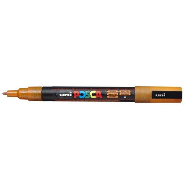 Dekormarker, Uni Posca PC-3M, 0,9-1,3 mm, kúpos hegy, csillámló narancs