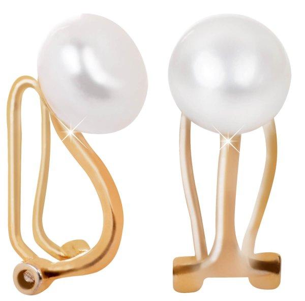 JwL Luxury Pearls Aranyozott klip fülbevaló igazgyönggyel JL0399