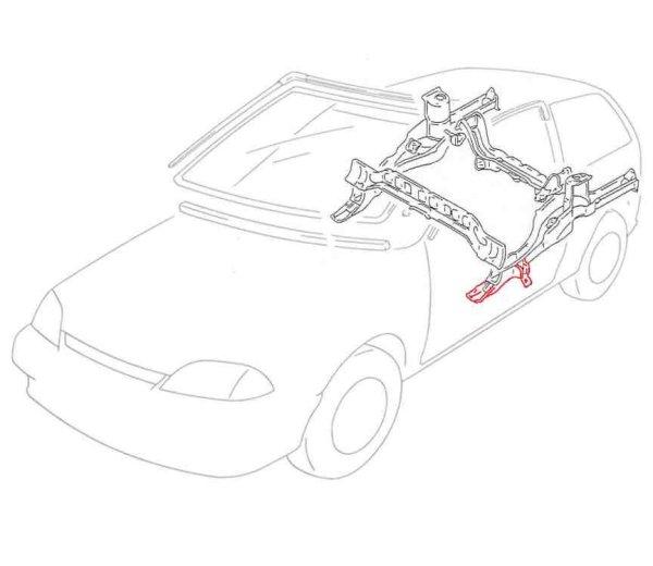 Suzuki Swift bal hátsó hossztartó gerenda lengőkar rögzítéssel
(1990-2003)