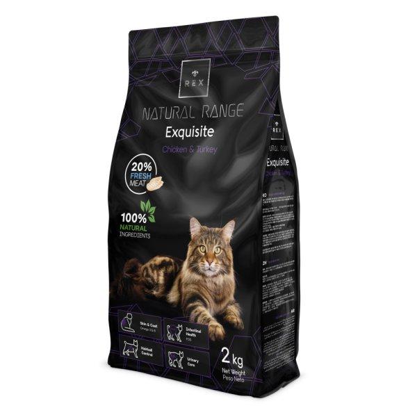 Rex Natural Range Exquisite Adult Cat – Chicken & Turkey csirke- és
pulykahúsos macskaeledel 2 kg