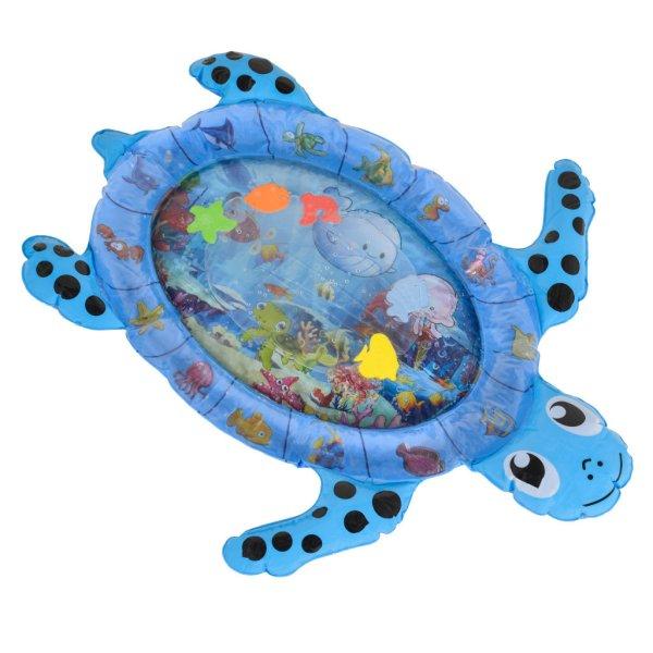 Moni Toys Vízzel tölthető interaktív játszószőnyeg - Teknős alakú -
Kék - Halacskák