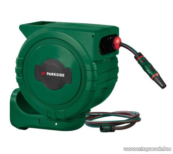 ParkSide PSA 25 D1 Fali automata tömlődob, 25 méter, 1/2"
locsolótömlővel és szórófejjel