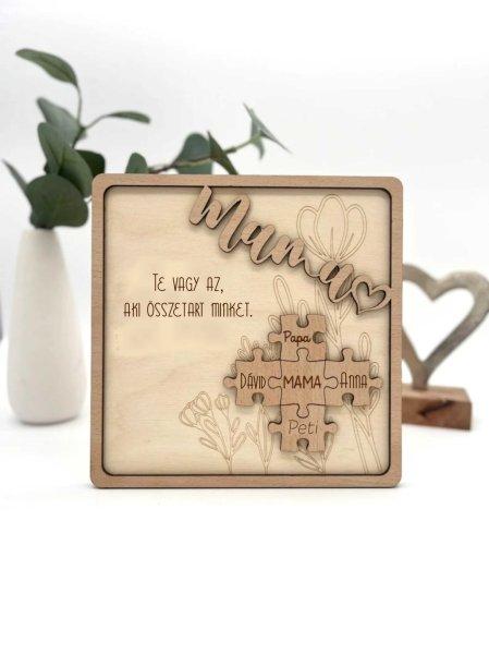 Anyák napi megszemélyesített puzzle fa ajándéktábla 