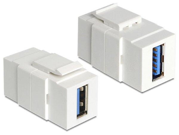 DeLock Keystone module USB 3.0 A female > USB 3.0 A female White