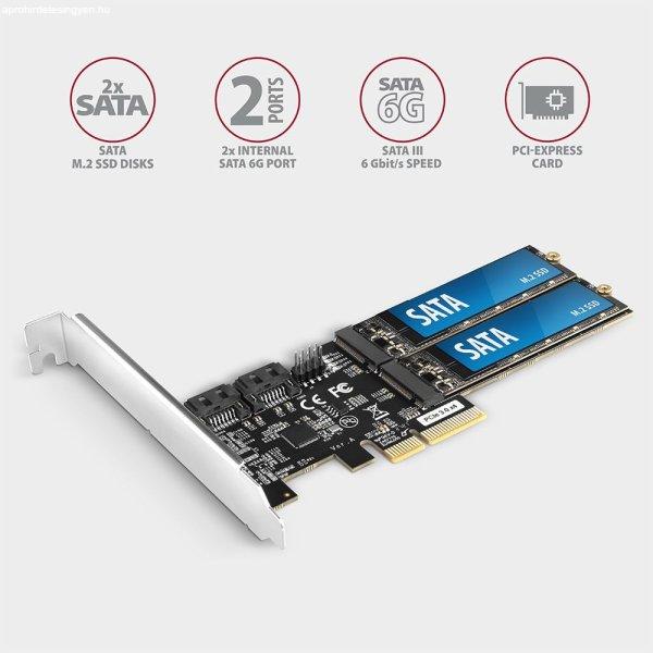 AXAGON PCES-SA4M2 PCIe Controller 2x SATA 6G + 2x SATA M.2