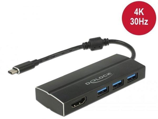 DeLock USB 3.1 Gen 1 Adapter USB Type-C to 3xUSB 3.0 Type-A Hub + 1x HDMI (DP
Alt Mode) 4K 30 Hz