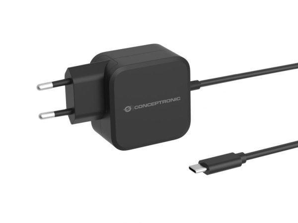 Conceptronic OZUL04BE 67W GaN USB PD Charger Built-in USB-C Cable Black