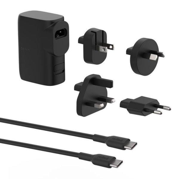 Belkin BoostCharge Hybrid Wall Charger 25W + Power Bank 5K + Travel Adapter Kit
Black