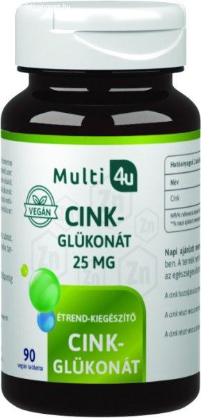 Multi 4u cink-glükonát 25mg vegán tabletta 90 db