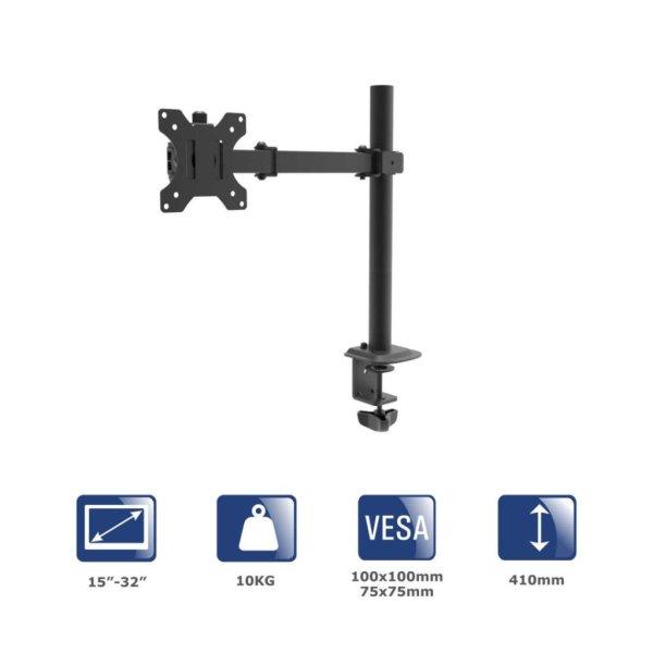 Akyga AK-MB-01 Single Monitor Arm Desk Mount 10kg VESA 75x75mm / 100x100mm
15-32"