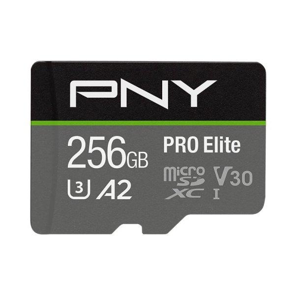 PNY 256GB microSDXC Pro Elite Class 10 U3 V30 A2 + adapterrel