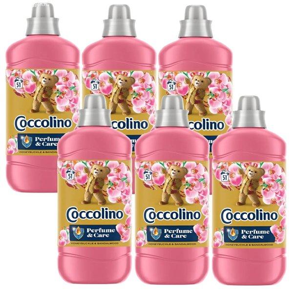 6 x 1275ml Coccolino Perfume & Care - Honeysuckle öblítőkoncentrátum –
51 mosásra elegendő