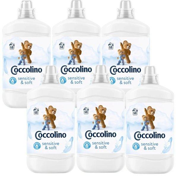 6 x 1700ml Coccolino Fresh & Soft - Sensitive öblítőkoncentrátum – 68
mosásra elegendő