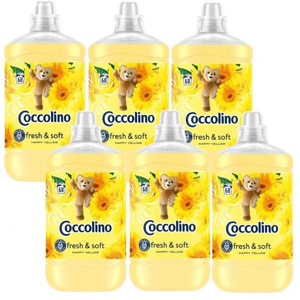 6 x 1700ml Coccolino Fresh & Soft - Happy Yellow öblítőkoncentrátum –
68 mosásra elegendő