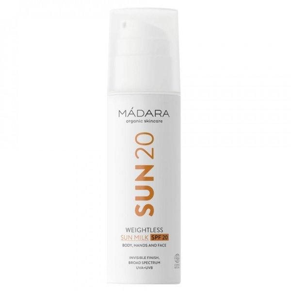 MÁDARA Könnyű fényvédő krém Sun 20
(Weightless Sun Milk SPF 20) 150 ml