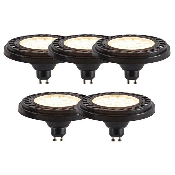 5 db GU10 dimmelhető LED AR111 fekete 8W 600lm 2700K szett