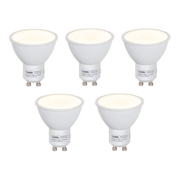 5 db GU10 LED lámpa fény-sötétség érzékelő 5W 380 lm 3000K