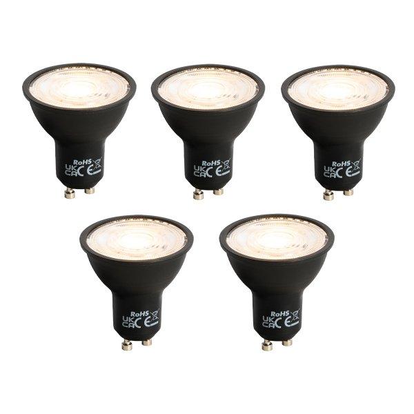 5 db GU10 LED lámpa fekete 7W 610 lm 3000K