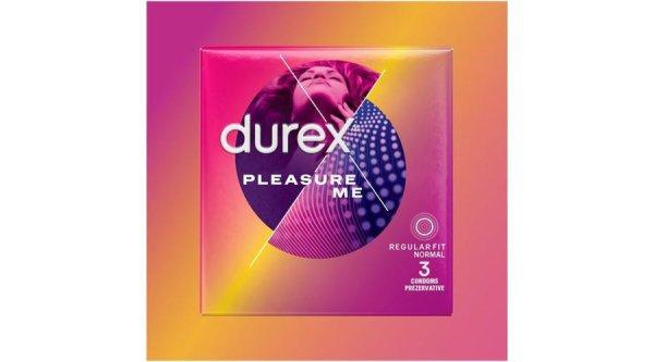 Durex Pleasure Me óvszer, 3 db, bordázott és pontozott kialakítás