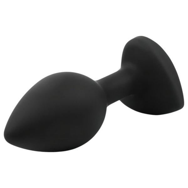 Sunfo - szilikon anál plug szív alakú kővel (rózsaszín)